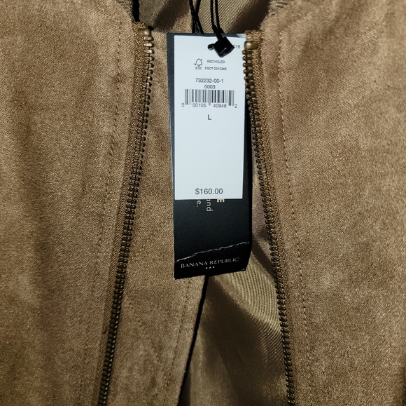 NWT Mens SZ L Banana Republic Vegan Suede Jacket Coat Light Brown Preppy - Picture 10 of 13